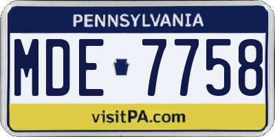 PA license plate MDE7758