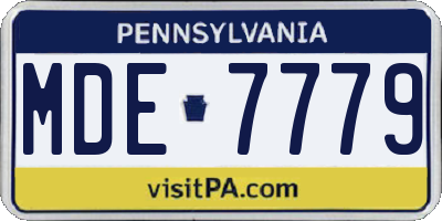 PA license plate MDE7779