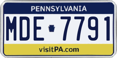 PA license plate MDE7791