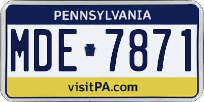 PA license plate MDE7871