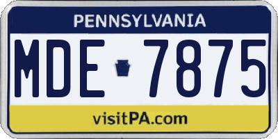 PA license plate MDE7875