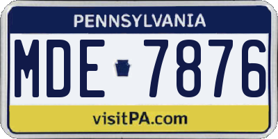 PA license plate MDE7876