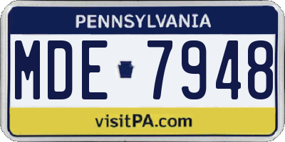 PA license plate MDE7948