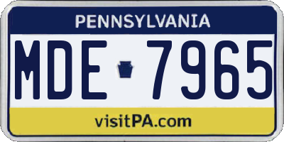 PA license plate MDE7965