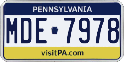PA license plate MDE7978
