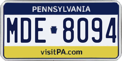 PA license plate MDE8094