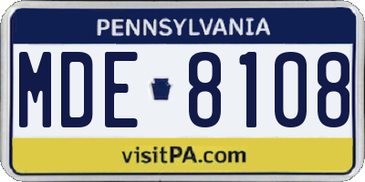 PA license plate MDE8108