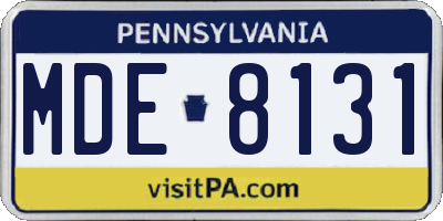 PA license plate MDE8131