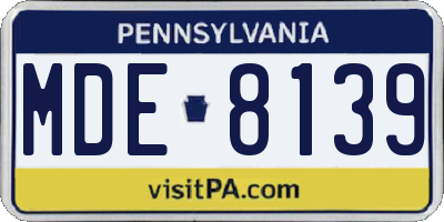 PA license plate MDE8139