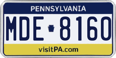 PA license plate MDE8160