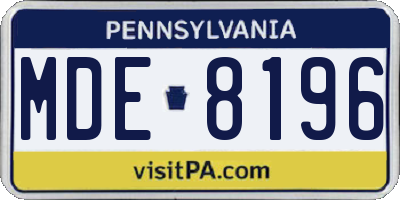 PA license plate MDE8196