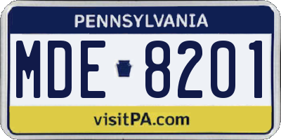 PA license plate MDE8201