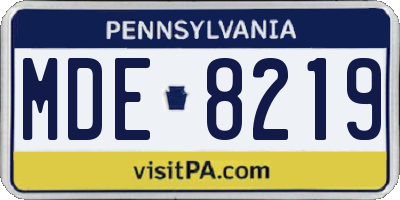 PA license plate MDE8219