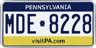 PA license plate MDE8228