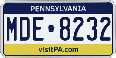 PA license plate MDE8232