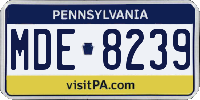 PA license plate MDE8239