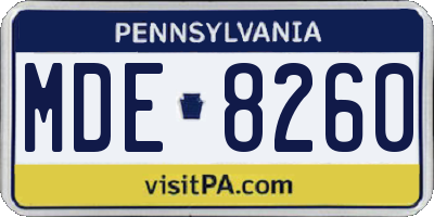 PA license plate MDE8260