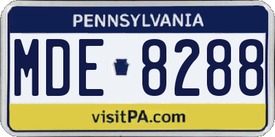 PA license plate MDE8288