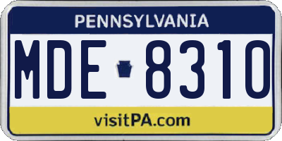 PA license plate MDE8310