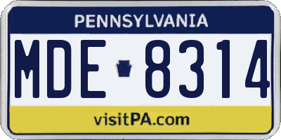 PA license plate MDE8314