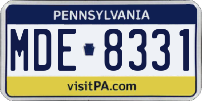 PA license plate MDE8331