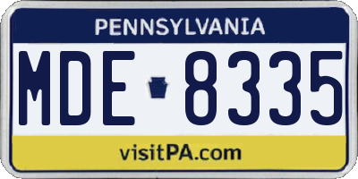 PA license plate MDE8335