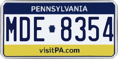 PA license plate MDE8354