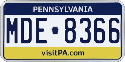 PA license plate MDE8366