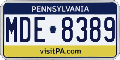 PA license plate MDE8389