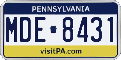 PA license plate MDE8431