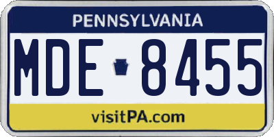 PA license plate MDE8455