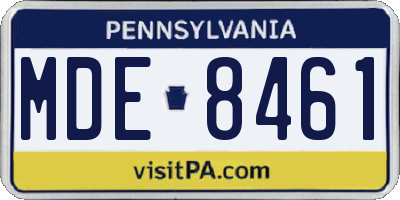 PA license plate MDE8461