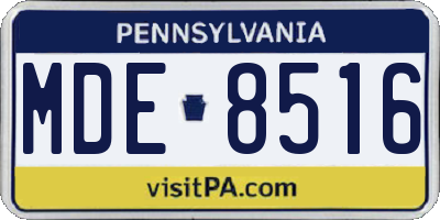 PA license plate MDE8516
