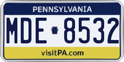 PA license plate MDE8532