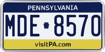 PA license plate MDE8570