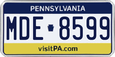 PA license plate MDE8599