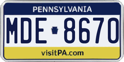 PA license plate MDE8670
