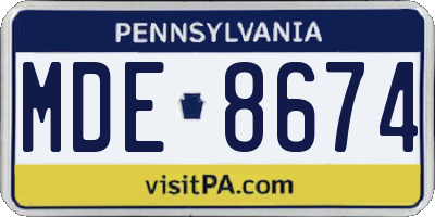 PA license plate MDE8674
