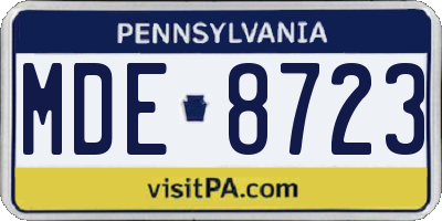PA license plate MDE8723