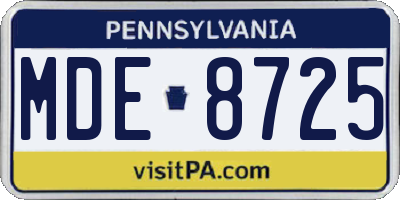 PA license plate MDE8725
