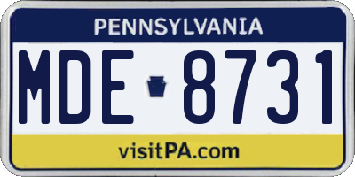 PA license plate MDE8731