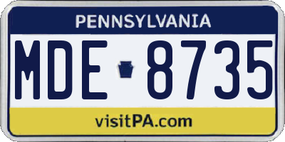 PA license plate MDE8735