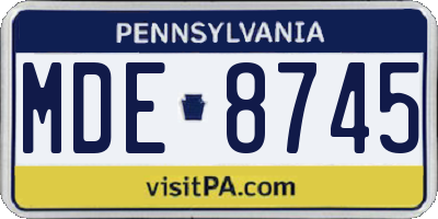 PA license plate MDE8745