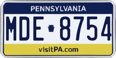 PA license plate MDE8754