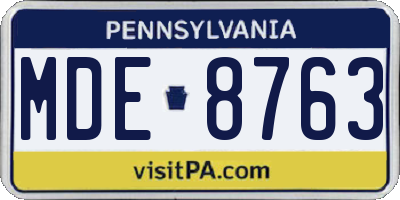 PA license plate MDE8763