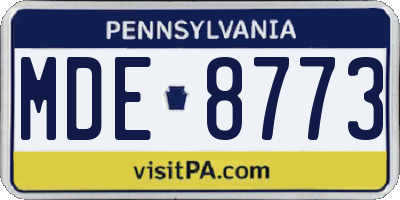 PA license plate MDE8773