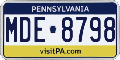 PA license plate MDE8798