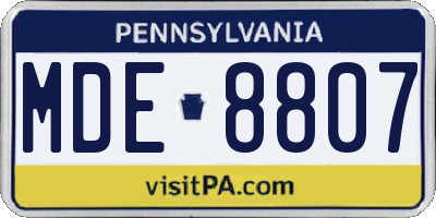 PA license plate MDE8807