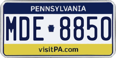 PA license plate MDE8850