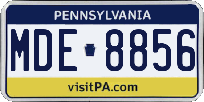 PA license plate MDE8856